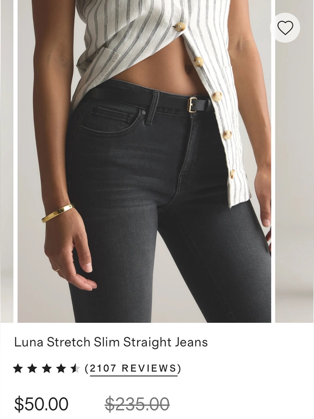 Quince Luna Stretch Slim Straight Jeans - Black regular 30/28” black
